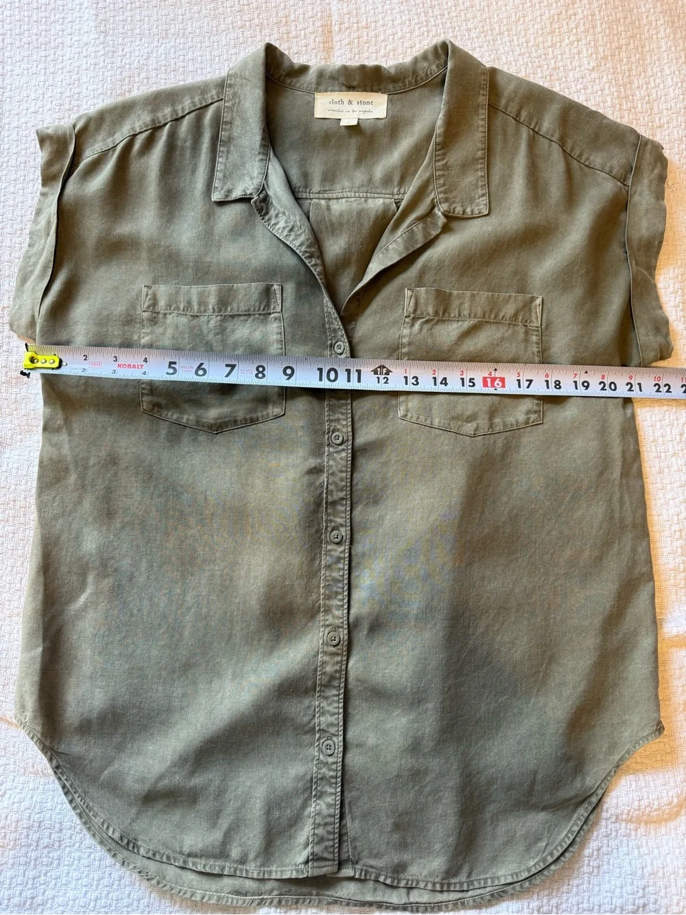 cloth & stone Olive Green Short Sleeve Button-Down Shirt